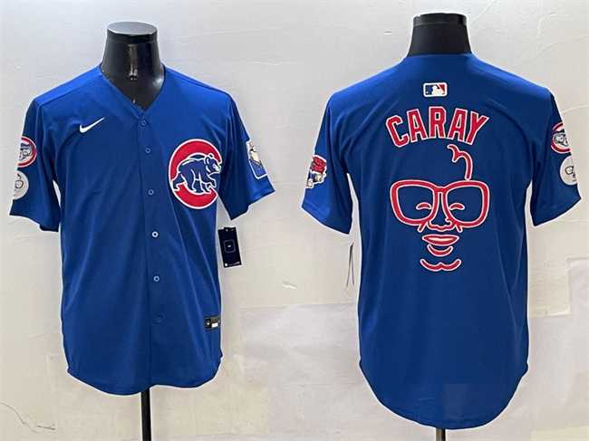 Men%27s Chicago Cubs Royal Harry Caray %27Holy Cow%27 Patch Limited Stitched Jersey